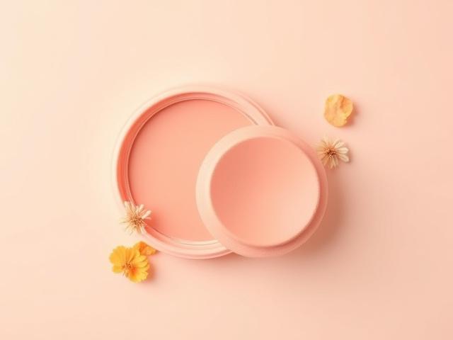 Satin-Finish Cream Blush compact, showing a soft peachy-pink shade.